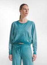 Kurzes Sweatshirt und weite Hose mit grünem Farbverlauf - | DEHA
