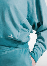 COMPLETO FELPA CROPPED E PANTALONI AMPI EFFETTO FADE VERDE - Tute e Comfort Sets | DEHA