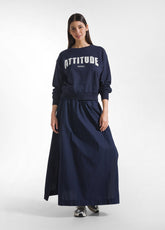 FELPA GIROCOLLO CON STAMPA E BORCHIETTE BLU - Leisurewear | DEHA