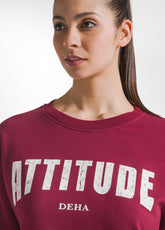 FELPA GIROCOLLO CON STAMPA E BORCHIETTE ROSSO - CHERRY RED | DEHA