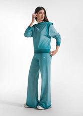 SET AUS SWEATSHIRT MIT RUNDHALSAUSSCHNITT UND FLARE-HOSE MIT GRÜNEM FARBVERLAUF-EFFEKT - | DEHA