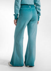 SET AUS SWEATSHIRT MIT RUNDHALSAUSSCHNITT UND FLARE-HOSE MIT GRÜNEM FARBVERLAUF-EFFEKT - | DEHA