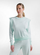 SET AUS SWEATSHIRT MIT RUNDHALSAUSSCHNITT UND FLARE-HOSE MIT BLAUEM OMBRÉ-EFFEKT - | DEHA