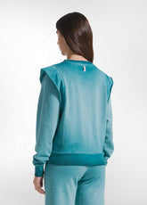 SET AUS SWEATSHIRT MIT RUNDHALSAUSSCHNITT UND FLARE-HOSE MIT GRÜNEM FARBVERLAUF-EFFEKT - | DEHA