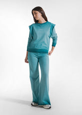 COMPLETO FELPA GIROCOLLO E PANTALONI FLARE EFFETTO SFUMATO VERDE - Tute e Comfort Sets | DEHA