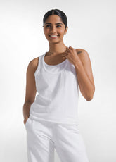 CANOTTA IN JERSEY CON DETTAGLI IN RETE BIANCO - WHITE | DEHA