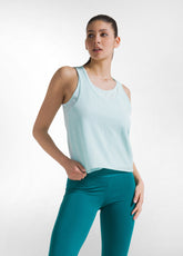 CANOTTA IN JERSEY CON DETTAGLI IN RETE BLU - AQUA BLUE | DEHA