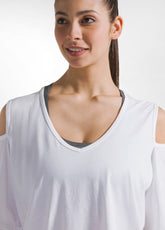 TS-SHIRT IN JERSEY CON DETTAGLI IN RETE BIANCO - WHITE | DEHA