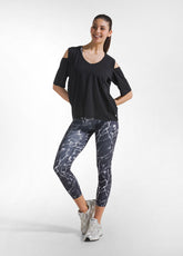 TS-SHIRT IN JERSEY CON DETTAGLI IN RETE NERO - BLACK | DEHA