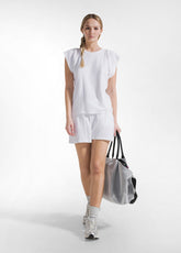 T-SHIRT IN FELPA CON DETTAGLI IN RETE BIANCO - WHITE | DEHA