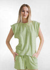 Sweatshirt T-Shirt With Mesh Details - Yellow - LIME | DEHA