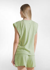 T-SHIRT IN FELPA CON DETTAGLI IN RETE GIALLO - LIME | DEHA