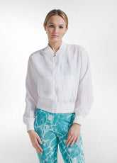 Crumpled-Effect Bomber Jacket With Mesh Insert - White - WHITE | DEHA