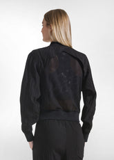 WEITE BOMBERJACKE UND JOGGER-SET AUS VISKOSE IN KNITTEROPTIK SCHWARZ - | DEHA