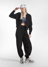 Bomberjacke In Crumpled-Optik Mit Mesh-Einsatz - Schwarz - BLACK | DEHA