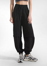 JOGGER AMPI IN VISCOSA EFFETTO STROPICCIATO NERO - BLACK | DEHA