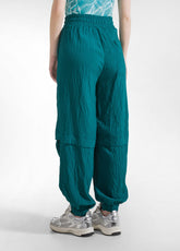 Wide Joggers In Viscose With Crinkled Effect - Green - PEACOCK GREEN | DEHA