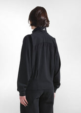 FELPA CON ZIP E DETTAGLIO IN VISCOSA EFFETTO STROPICCIATO NERO - BLACK | DEHA