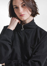 FELPA CON ZIP E DETTAGLIO IN VISCOSA EFFETTO STROPICCIATO NERO - BLACK | DEHA