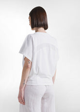 SWEATSHIRT SET WITH DETAIL AND WIDE VISCOSE CRINKLE-EFFECT TROUSERS IN WHITE - | DEHA