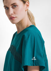 SWEATSHIRT SET WITH DETAIL AND WIDE VISCOSE CRINKLE-EFFECT TROUSERS IN GREEN - | DEHA