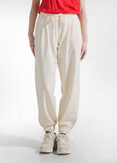 JOGGER PLISSÉ CON DETTAGLIO IN VISCOSA EFFETTO STROPICCIATO BIANCO - CREAM | DEHA