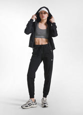 FELPA CON CAPPUCCIO FULL-ZIP IN TESSUTO STRETCH NERO - Activewear | DEHA