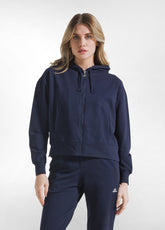 FELPA CON CAPPUCCIO FULL-ZIP IN TESSUTO STRETCH BLU - Activewear | DEHA