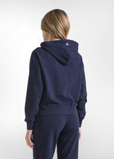 FELPA CON CAPPUCCIO FULL-ZIP IN TESSUTO STRETCH BLU - BLUE NIGHT | DEHA