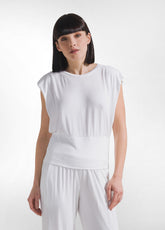 COMPLETO T-SHIRT E PANTALONE DRITTO IN VISCOSA STRETCH BIANCO - | DEHA