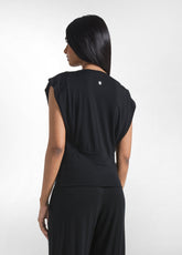 COMPLETO T-SHIRT E PANTALONE DRITTO IN VISCOSA STRETCH NERO - | DEHA