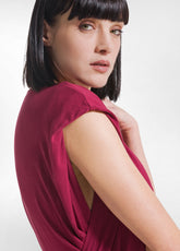 Ecovero Viscose T-Shirt With Overlapped Side Detai - CHERRY RED | DEHA