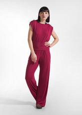 COMPLETO T-SHIRT E PANTALONE DRITTO IN VISCOSA STRETCH ROSSO - | DEHA