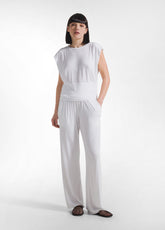 COMPLETO T-SHIRT E PANTALONE DRITTO IN VISCOSA STRETCH BIANCO - Everyday Sets | DEHA