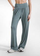 Straight Pants In Stretch Viscose - Green - TEAL GREEN | DEHA