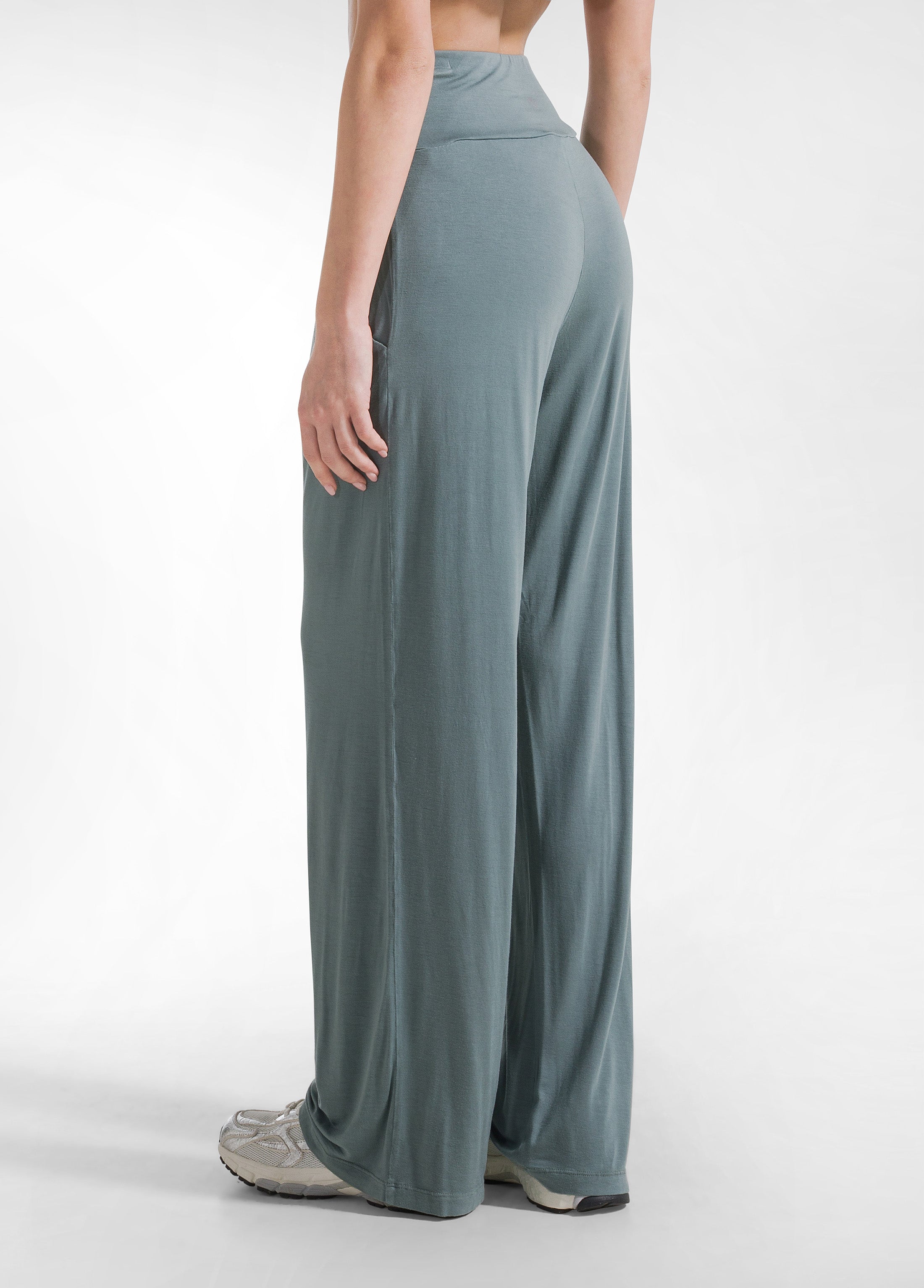Straight Pants In Stretch Viscose - Green | DEHA