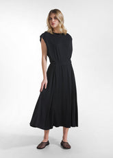 ABITO IN VISCOSA ECOVERO CON OVERLAY LATERALE NERO - BLACK | DEHA