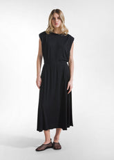 ABITO IN VISCOSA ECOVERO CON OVERLAY LATERALE NERO - BLACK | DEHA