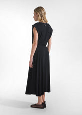 ABITO IN VISCOSA ECOVERO CON OVERLAY LATERALE NERO - BLACK | DEHA