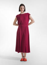 Dress In Ecovero Viscose With Side Overlay - Red - CHERRY RED | DEHA