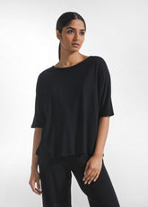 T-SHIRT FLUIDA IN VISCOSA NERO - BLACK | DEHA