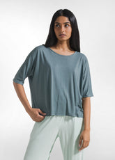 Fluid Viscose T-Shirt - Green - TEAL GREEN | DEHA