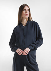 COMPLETO BOMBER FULL ZIP E PANTALONI PLISSETTATI IN MODAL NERO - | DEHA