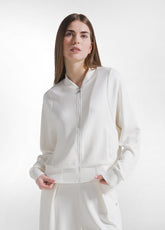 COMPLETO BOMBER FULL ZIP E PANTALONI PLISSETTATI IN MODAL BIANCO - | DEHA