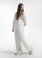COMPLETO BOMBER FULL ZIP E PANTALONI PLISSETTATI IN MODAL BIANCO - | DEHA