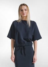 COMPLETO FELPA A MANICHE CORTE E GONNA IN MODAL NERO - | DEHA