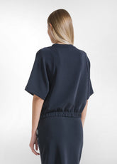 COMPLETO FELPA A MANICHE CORTE E GONNA IN MODAL NERO - | DEHA