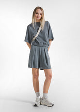 COMPLETO FELPA A MANICHE CORTE E SHORTS PLISSETTATI IN MODAL VERDE - Everyday Sets | DEHA