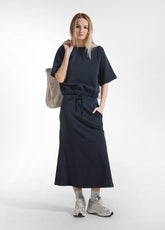 COMPLETO FELPA A MANICHE CORTE E GONNA IN MODAL NERO - | DEHA