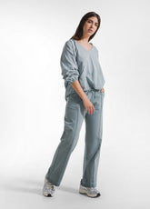 PANTALONI DRITTI EFFETTO SFUMATO VERDE - TEAL GREEN | DEHA